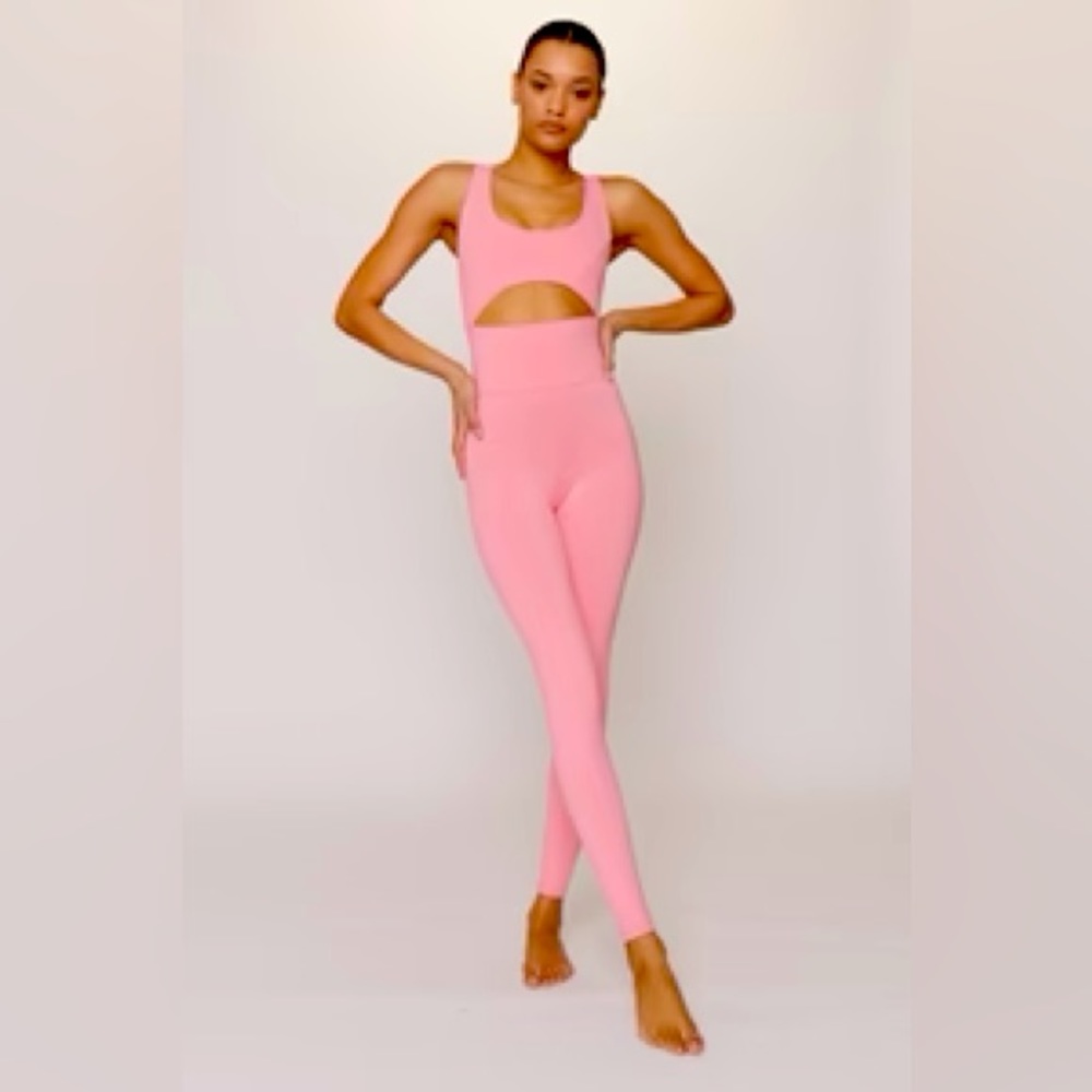 NWOT Live the Process Cutout Onesie Bodysuit in Thai Guava Pink